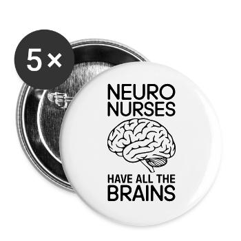 Neuro Nurse Pflegefachkraft Neurologie Geschenk - Buttons groß 56 mm (5er Pack) - Weiß - Vorne
