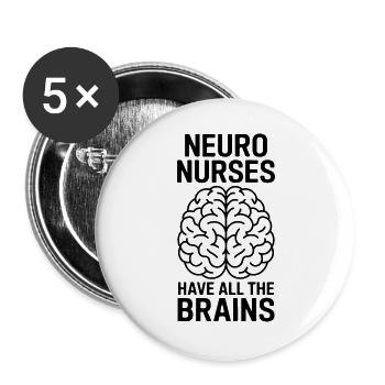 Neuro Nurse Pflegefachkraft Neurologie Geschenk - Buttons groß 56 mm (5er Pack) - Weiß - Vorne