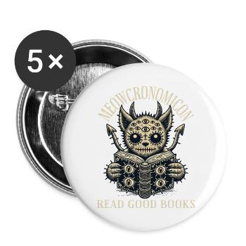 Meowcronomicon Read Good Books - Buttons large 2.2''/56 mm (5-pack) - white - Front