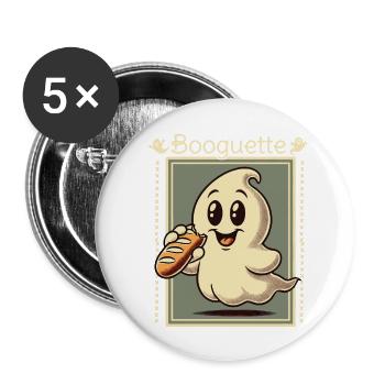 Ghost Booguette for Baguette Lovers - Buttons large 2.2''/56 mm (5-pack) - white - Front