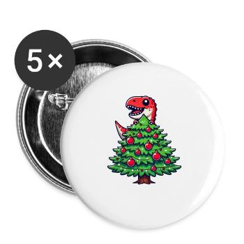 Cute Comic T-Rex Christmas - Buttons large 2.2''/56 mm (5-pack) - white - Front