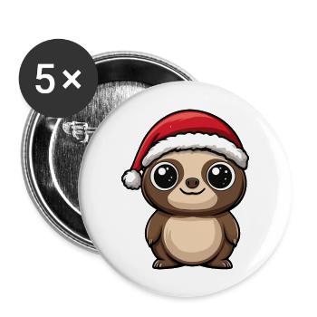 Caméléon Noël Mignon - Lot de 5 grands badges (56 mm) - blanc - Devant