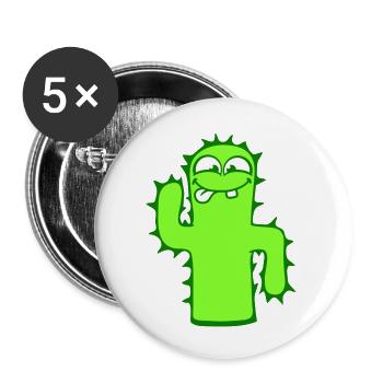 Happy Cactus Cacti Face Prickly Desert - Buttons large 2.2''/56 mm (5-pack) - white - Front