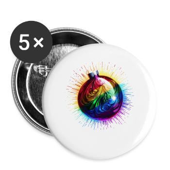 Boule de Noël Arc-en-ciel Noël LGBTQ - Lot de 5 grands badges (56 mm) - blanc - Devant
