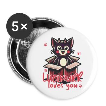 Lycipurr Loves You Chat Illustration - Lot de 5 grands badges (56 mm) - blanc - Devant