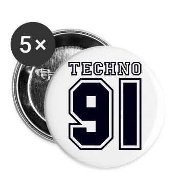 TECHNO 91 - Buttons groß 56 mm (5er Pack) - Weiß - Vorne