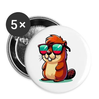 Beaver - Buttons large 2.2''/56 mm (5-pack) - white - Front