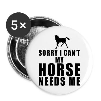 Pferde Sport Dressur Springreiten - Buttons groß 56 mm (5er Pack) - Weiß - Vorne