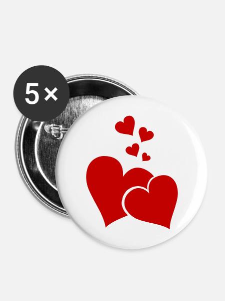 Hearts - Buttons groß 56 mm (5er Pack) - Weiß
