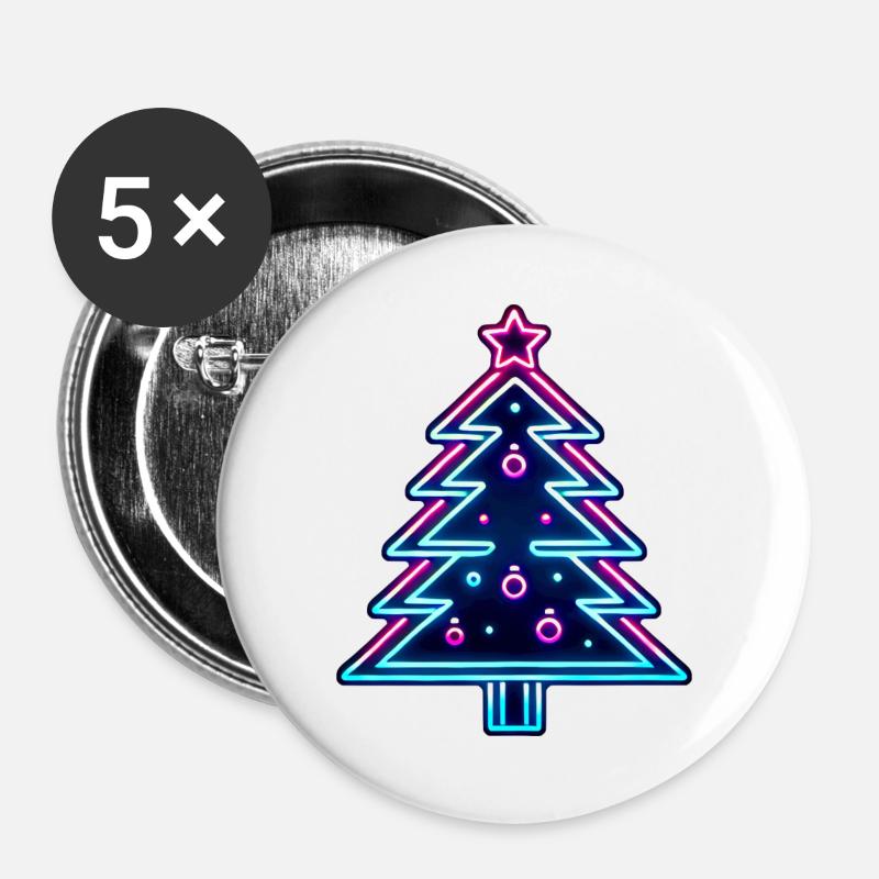 Neon Christmas - Buttons groß 56 mm (5er Pack) - Weiß