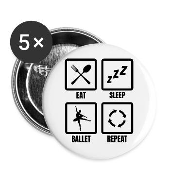 Ballett Routine - Buttons groß 56 mm (5er Pack) - Weiß - Vorne