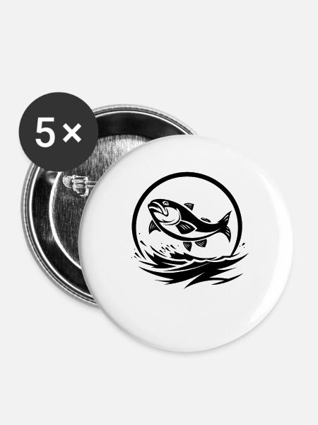 Angeln - Buttons groß 56 mm (5er Pack) - Weiß