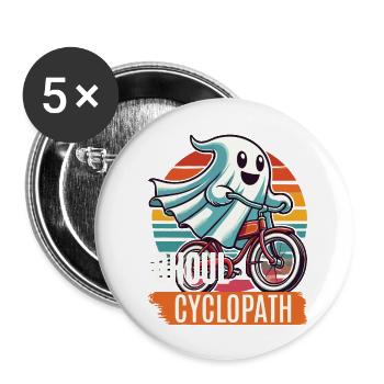 Fahrradfahrender Geisterfreund - Buttons groß 56 mm (5er Pack) - Weiß - Vorne