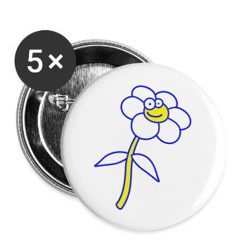 Sweet Flower Spring Summer Nature Funny Face - Buttons large 2.2''/56 mm (5-pack) - white - Front