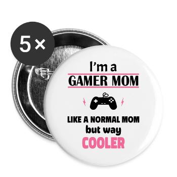 Maman de jeu cool - Lot de 5 grands badges (56 mm) - blanc - Devant