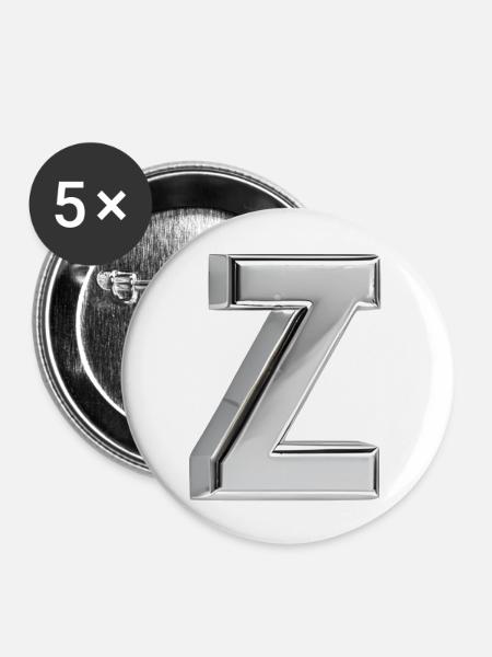 Chrome ,, Z " Metallic - Buttons groß 56 mm (5er Pack) - Weiß