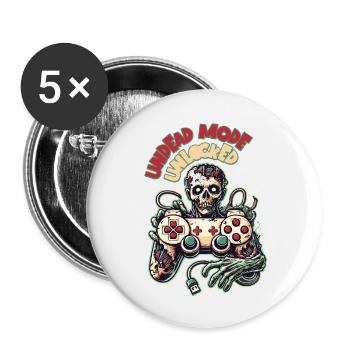 Manette de jeu zombie Mode mort-vivant - Lot de 5 grands badges (56 mm) - blanc - Devant