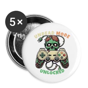 Manette de jeu Zombie : Mode Mort-vivant - Lot de 5 grands badges (56 mm) - blanc - Devant