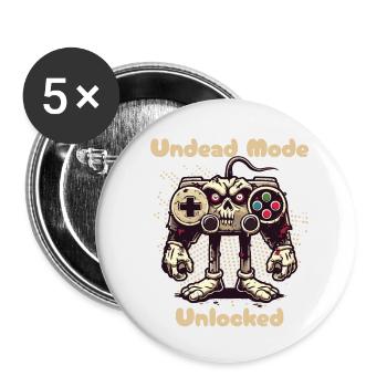 Mode manette de jeu Zombie déchaîné - Lot de 5 grands badges (56 mm) - blanc - Devant