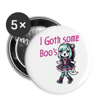 Halloween Goth Girl J’ai des fantômes - Lot de 5 grands badges (56 mm) - blanc - Devant