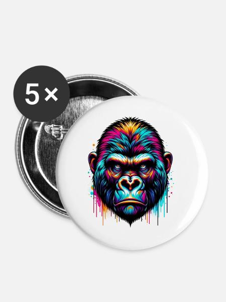 Gorilla - Buttons groß 56 mm (5er Pack) - Weiß