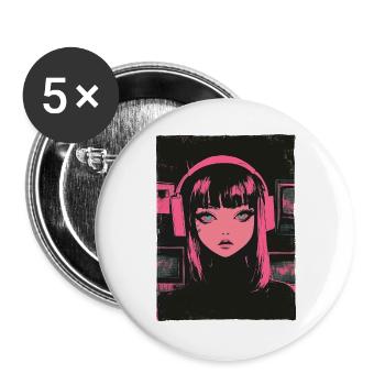 Anime Fille Graphique Pastel Goth Dystopique Grunge - Lot de 5 grands badges (56 mm) - blanc - Devant