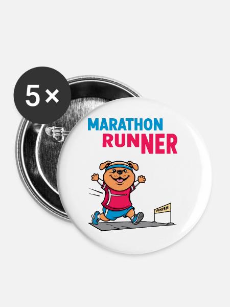 Hunde Marathonläufer - Buttons groß 56 mm (5er Pack) - Weiß