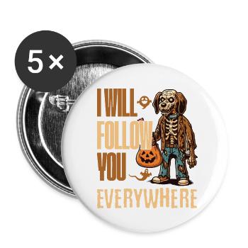 Halloween Creepy Dog Companion - Buttons large 2.2''/56 mm (5-pack) - white - Front