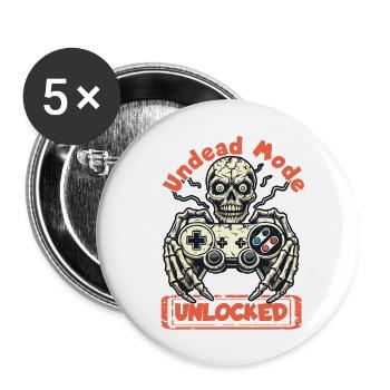 Manette de jeu zombie Mode mort-vivant déverrouillé - Lot de 5 grands badges (56 mm) - blanc - Devant