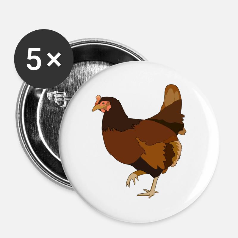 Chicken Chickens - Buttons large 2.2''/56 mm (5-pack) - white