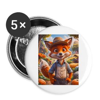 Animaux super mignons dans une ferme – renard roux - Lot de 5 grands badges (56 mm) - blanc - Devant