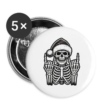 Christmas Skull Rock Music - Buttons large 2.2''/56 mm (5-pack) - white - Front