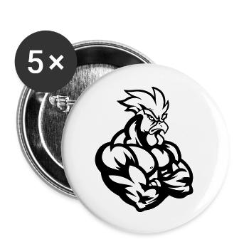 Rooster Comic - Buttons large 2.2''/56 mm (5-pack) - white - Front