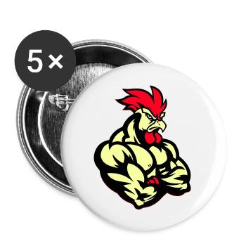 Rooster Comic - Buttons large 2.2''/56 mm (5-pack) - white - Front