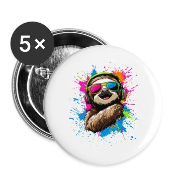 Sloth Colorful Colors Pop Art Lazy Sloths - Buttons large 2.2''/56 mm (5-pack) - white - Front