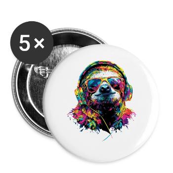 Sloth Colorful Colors Pop Art Lazy Sloths - Buttons large 2.2''/56 mm (5-pack) - white - Front