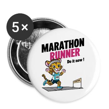 Leopard Marathon Runner - Buttons large 2.2''/56 mm (5-pack) - white - Front