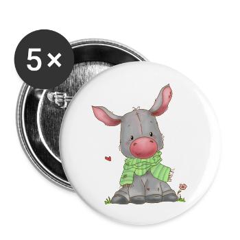 Âne - Lot de 5 grands badges (56 mm) - blanc - Devant