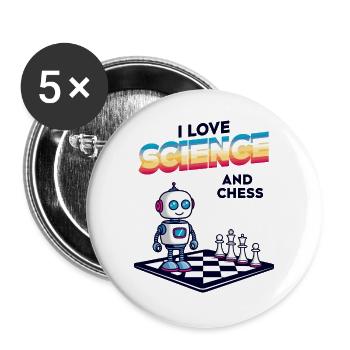 Science and Chess - Buttons large 2.2''/56 mm (5-pack) - white - Front