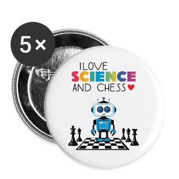 Science and Chess - Buttons large 2.2''/56 mm (5-pack) - white - Front