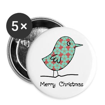 WEIHNACHTEN. FROHE WEIHNACHTEN. FROHE WEIHNACHTEN. WEIHNACHTSMANN - Buttons groß 56 mm (5er Pack) - Weiß - Vorne