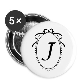Vintage Ribbon Letter j - Gift Idea - Buttons large 2.2''/56 mm (5-pack) - white - Front