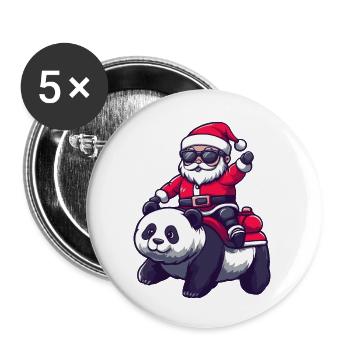Panda Père Noël - Lot de 5 grands badges (56 mm) - blanc - Devant