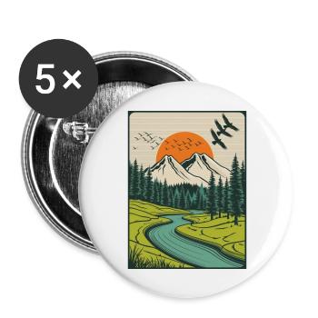 Landscape nature forest - Buttons large 2.2''/56 mm (5-pack) - white - Front
