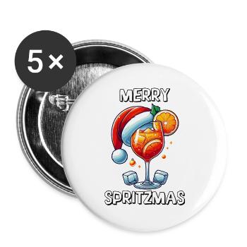 Merry Spritzmas Funny Holiday Cocktail Christmas - Buttons large 2.2''/56 mm (5-pack) - white - Front