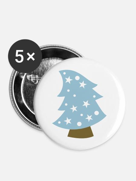 Weihnachtsbaum - Buttons groß 56 mm (5er Pack) - Weiß