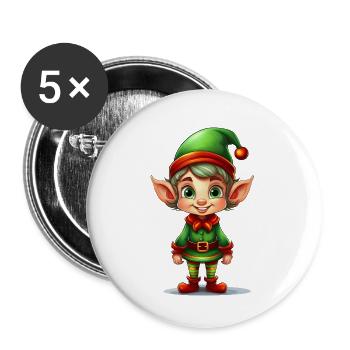 Ein niedlicher Weihnachtself - Buttons groß 56 mm (5er Pack) - Weiß - Vorne