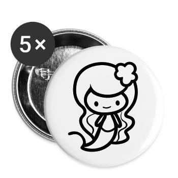 Meerjungfrau - Buttons groß 56 mm (5er Pack) - Weiß - Vorne