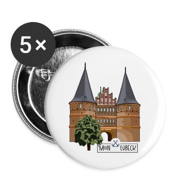 Holstentor Lübeck // Illustration - Buttons groß 56 mm (5er Pack) - Weiß - Vorne