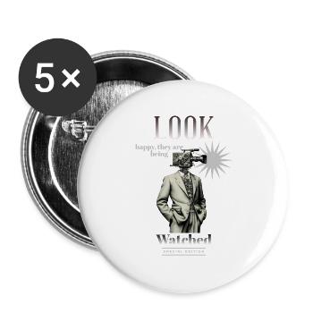 Kamera Mann - Buttons groß 56 mm (5er Pack) - Weiß - Vorne